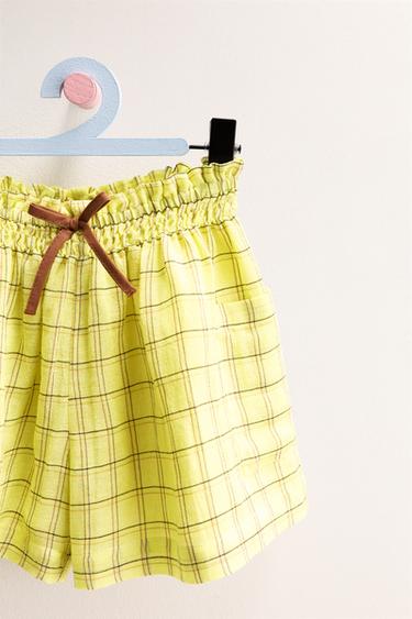 ZARA TIMELESS - SHORT À CARREAUX AVEC LIN - Citron vert de Zara - Image 2