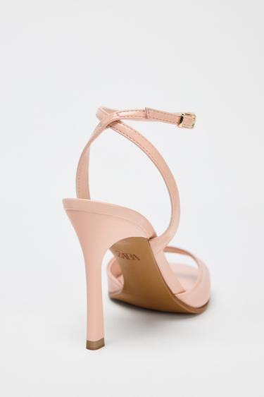 CRACKLED-EFFECT HEELED SANDALS - Pink by Zara - Image 3