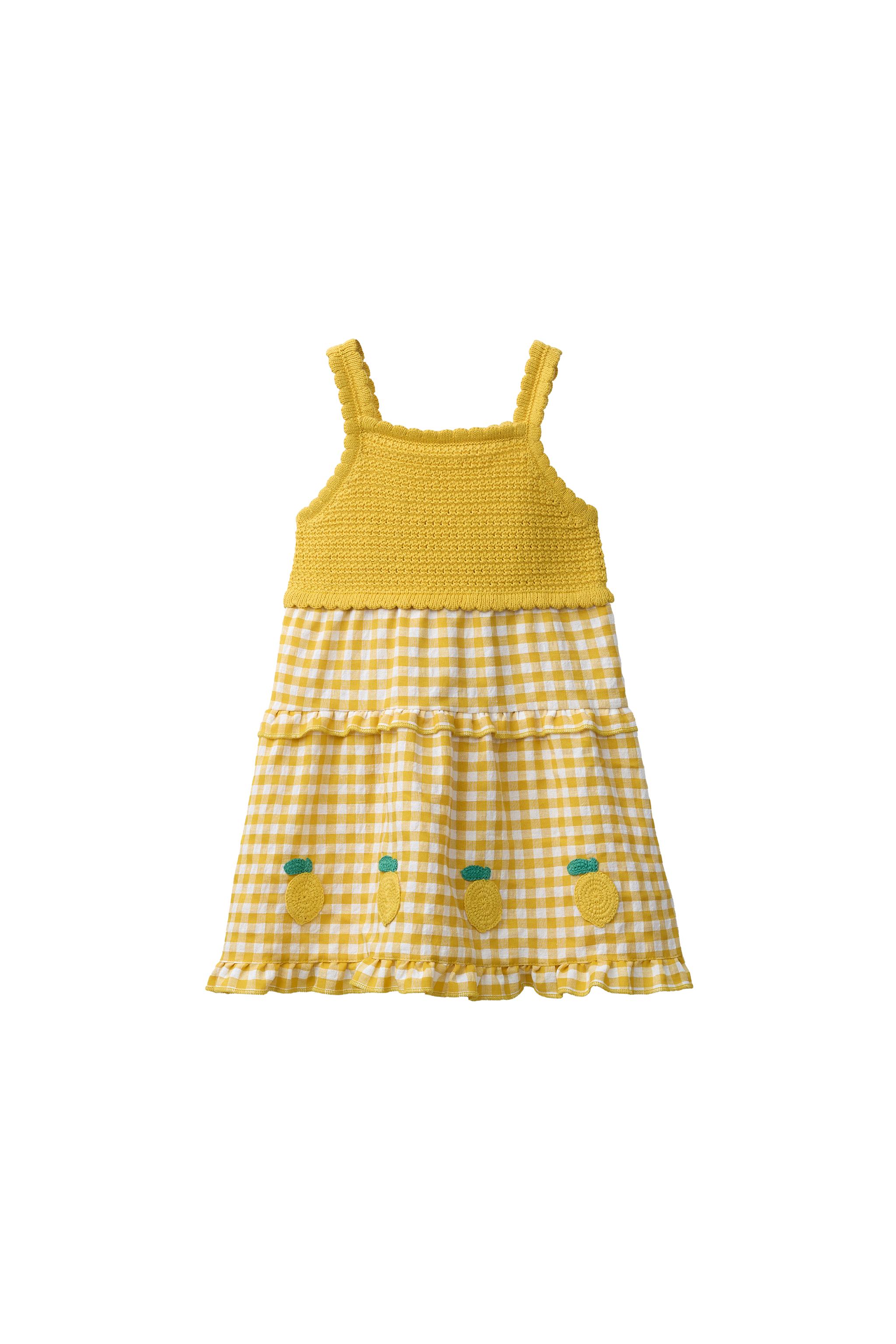 ギンガムチェック レモン ニットワンピース - イエロー | ZARA Japan 