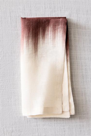 PACK OF OMBRÉ LINEN NAPKINS X COLLAGERIE - Beige-brown by Zara