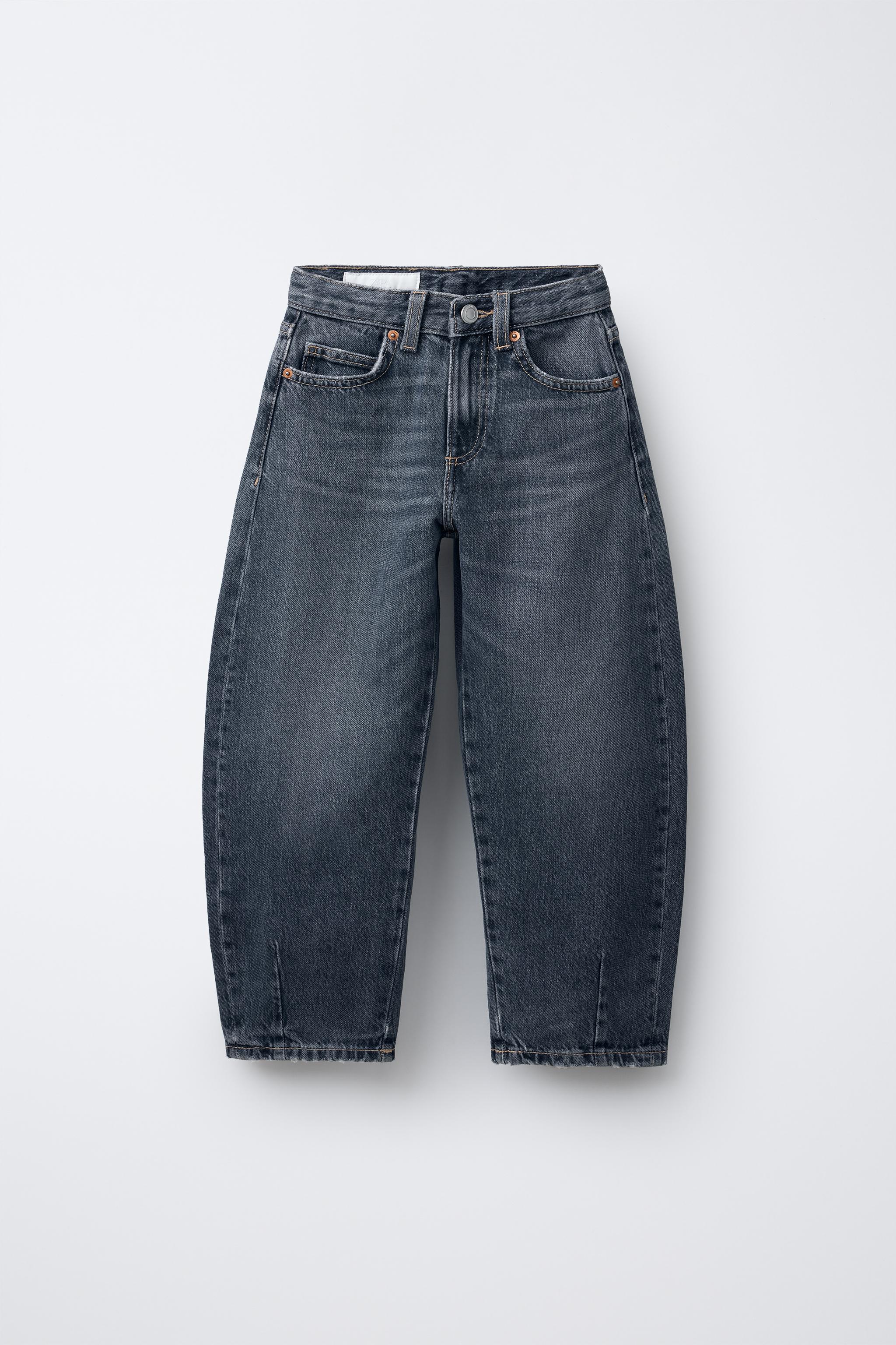 ZARA バレルフィット オーバーダイ ブルー デニム ダメージ ジーンズ ZARA バレルフィット オーバーダイ ブルー デニム ダメージ