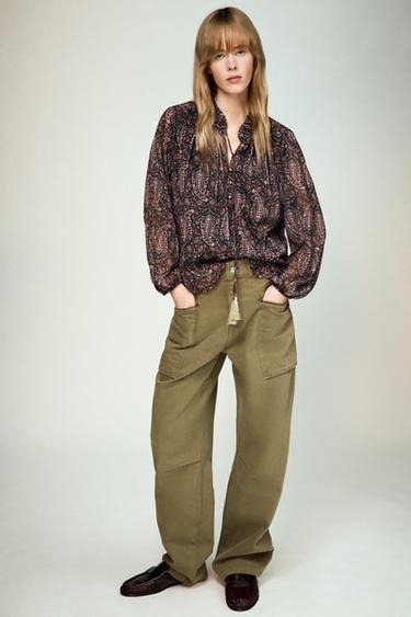 JEANS Z1975 CARGO TIRO MEDIO CREMALLERAS - Khaki de Zara