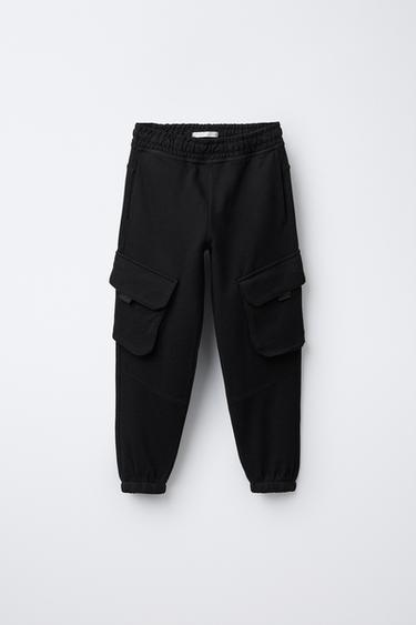 PANTALÓN FELPA CARGO - Negro de Zara