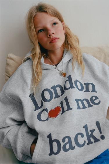 TEXT PRINT HOODIE — Gray marl 2