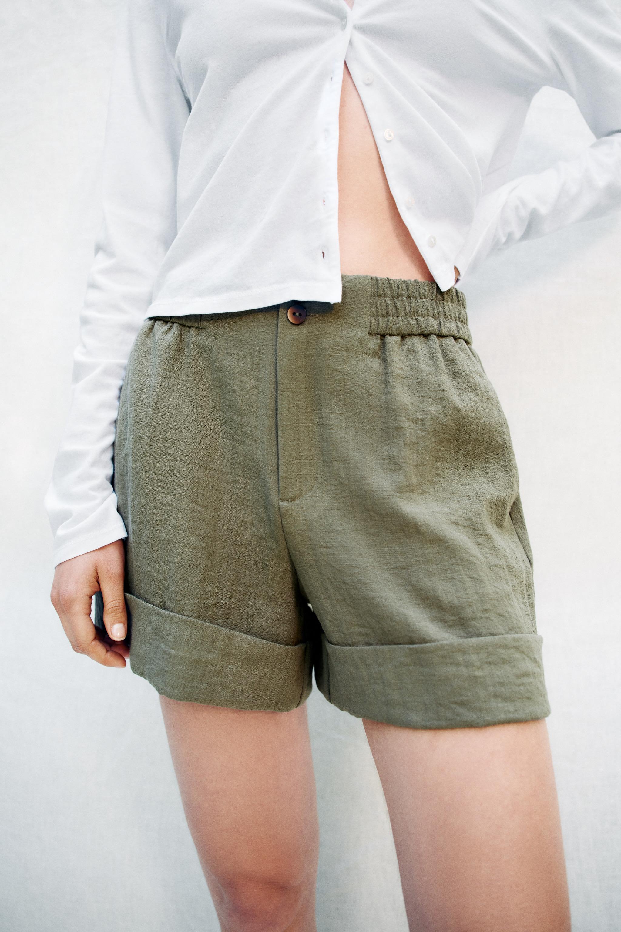 Женские шорты Zara CUFFED HEM SHORTS — фото 2