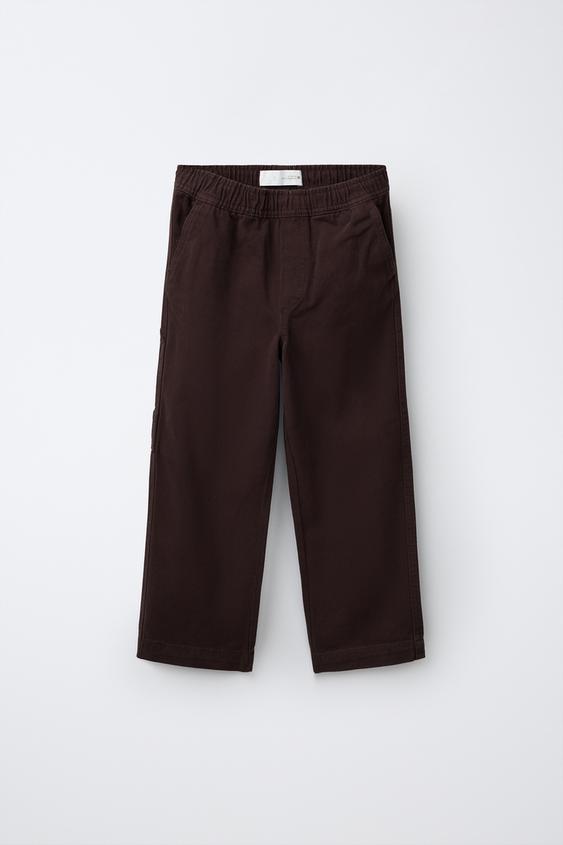 Zara SOLID CARPENTER PANTS - Burgundy - Image 0