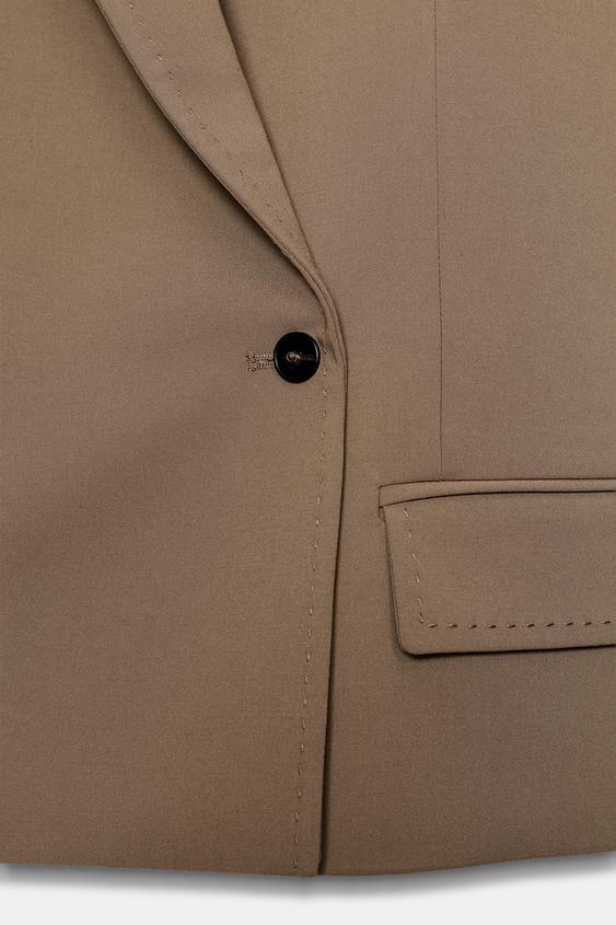 VESTE COURTE OVERSIZE SURPIQÛRES - brun de Zara - Image 8