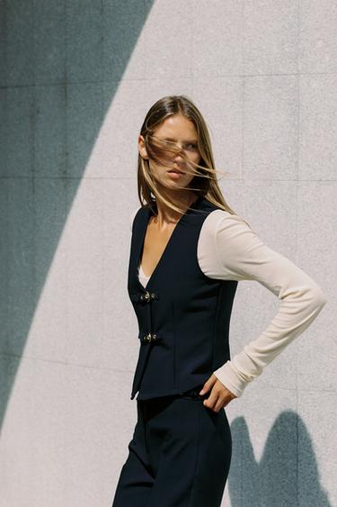 FLARE TROUSERS WITH BUCKLES - Navy blue by Zara - Image 1