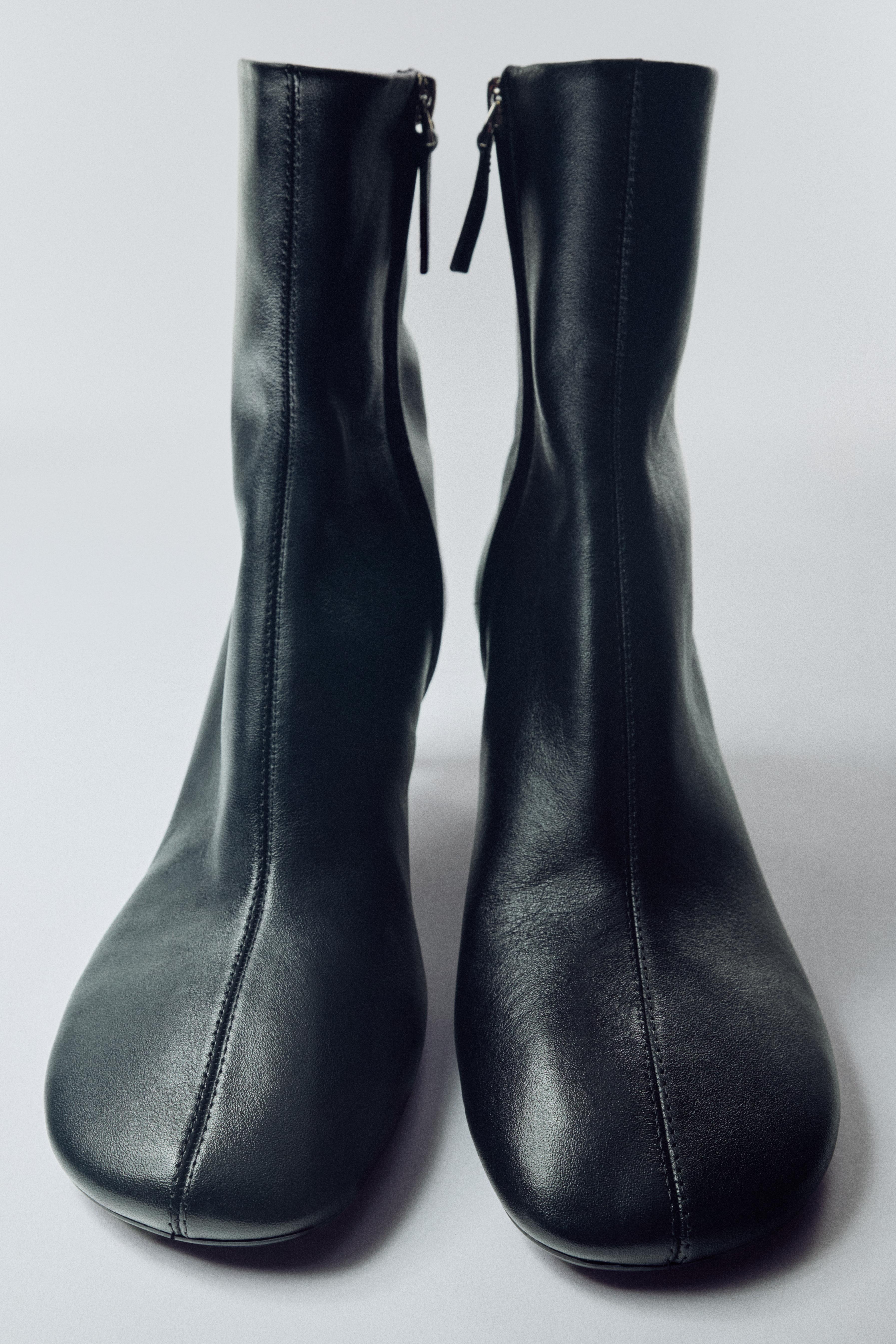 Leather Heeled Ankle Boots by Zara