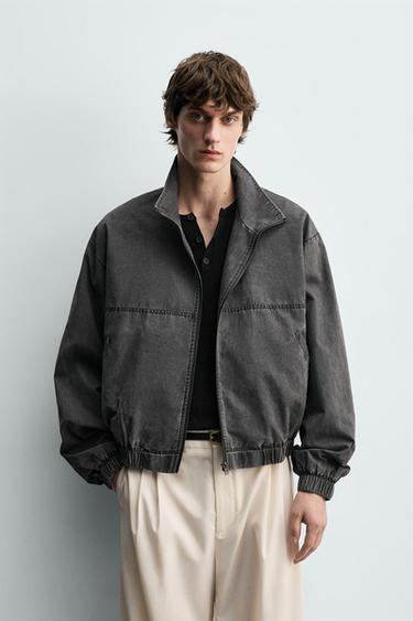 CAZADORA LAVADA CROPPED FIT - Gris antracita de Zara