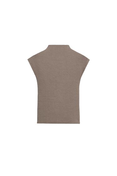 Zara HIGH NECK TOP - Brown