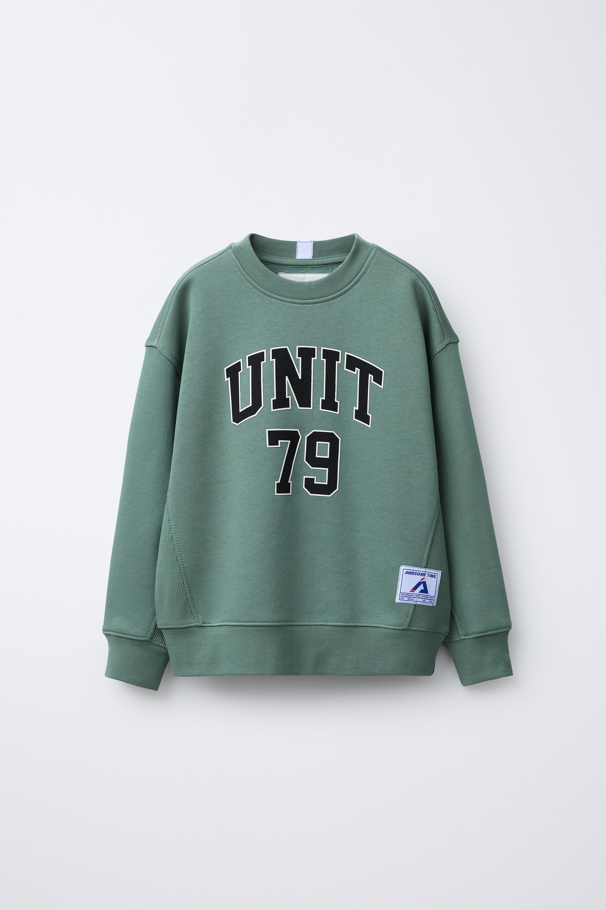 ZARA スウェット ジョギングテキストスウェットシャツ - ウォーターグリーン