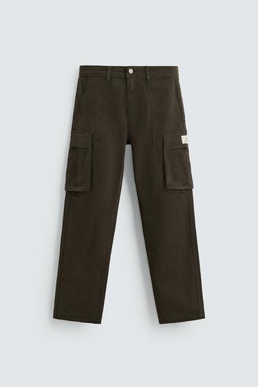 Zara RELAXED FIT CARGO PANTS - Brown
