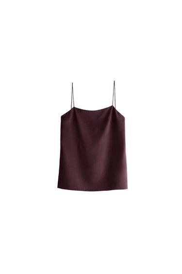 TOP TIRANTES SEDA MORERA - Burgundy de Zara