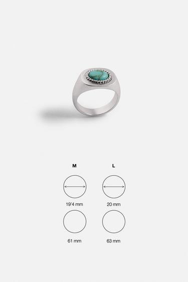 TURQUOISE STONE COMBINATION RING - Silver by Zara - Image 5