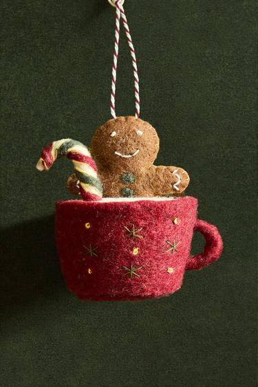 FELT MUG CHRISTMAS TREE DECORATION - Green by Zara - Image 4