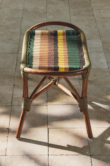 STRIPED RATTAN OTTOMAN - striped by Zara