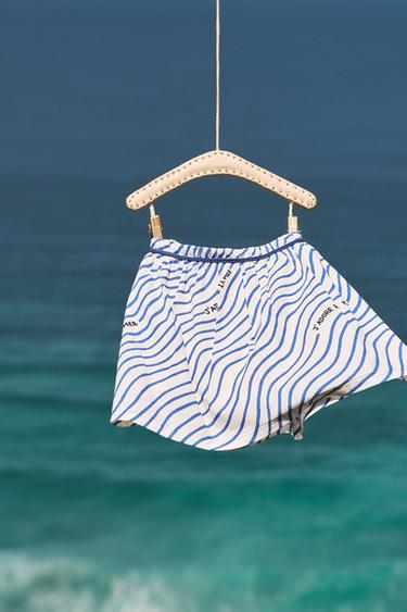 FALDA BERMUDA ESTAMPADA CUERDA - Azulón de Zara