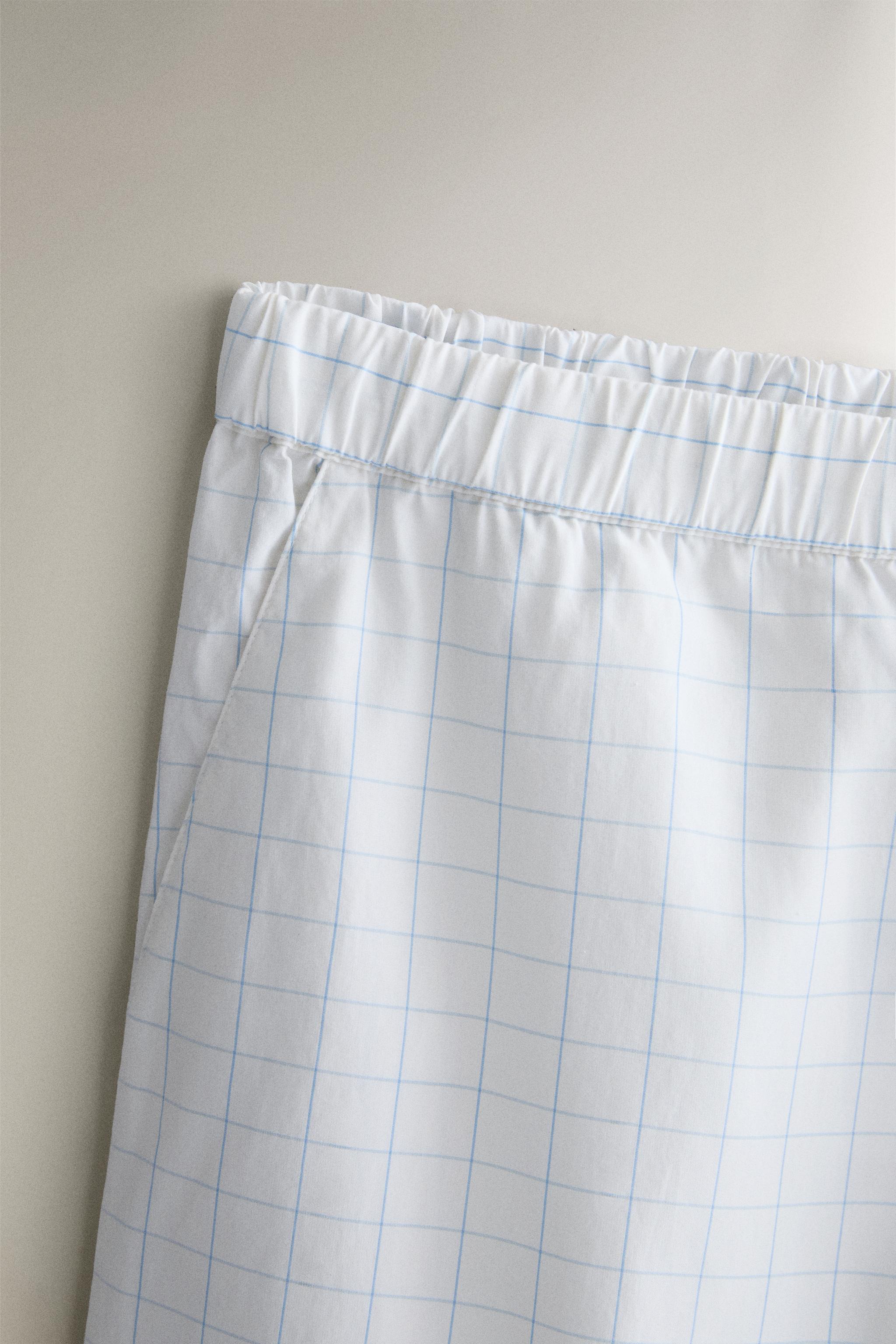 CHECKED PANTS — Oyster-white