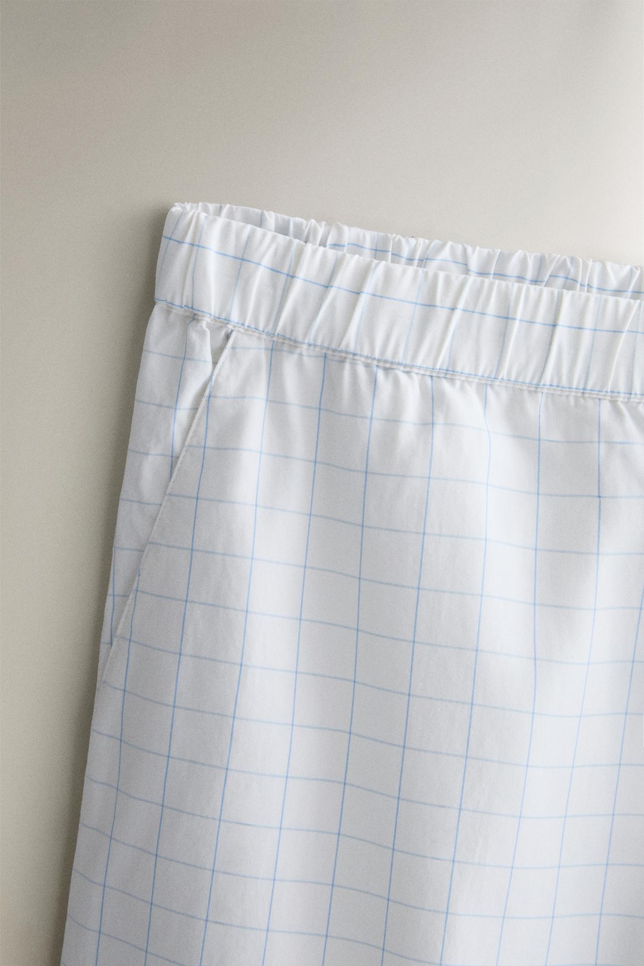 CHECKED PANTS — Oyster-white