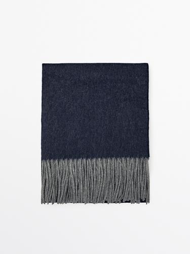 Zara 100% wool double-faced scarf - Blue