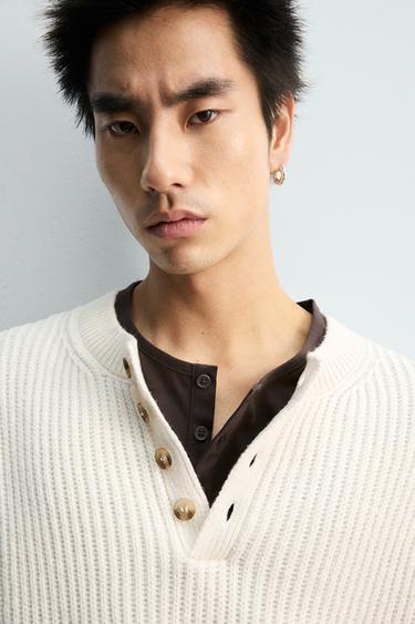 TEXTURED BAKER COLLAR JUMPER - Ecru by Zara - Image 4