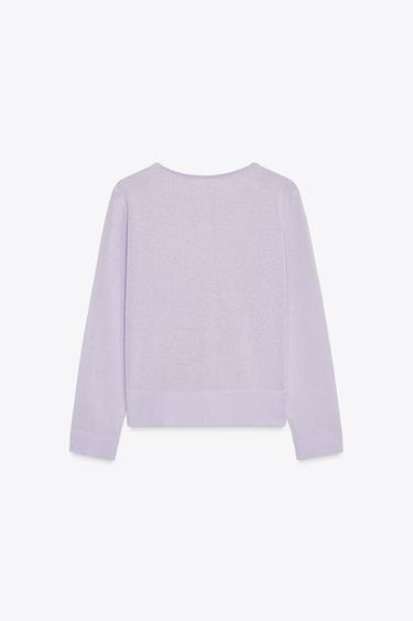 GILET EN MAILLE FINE - Mauve de Zara - Image 6