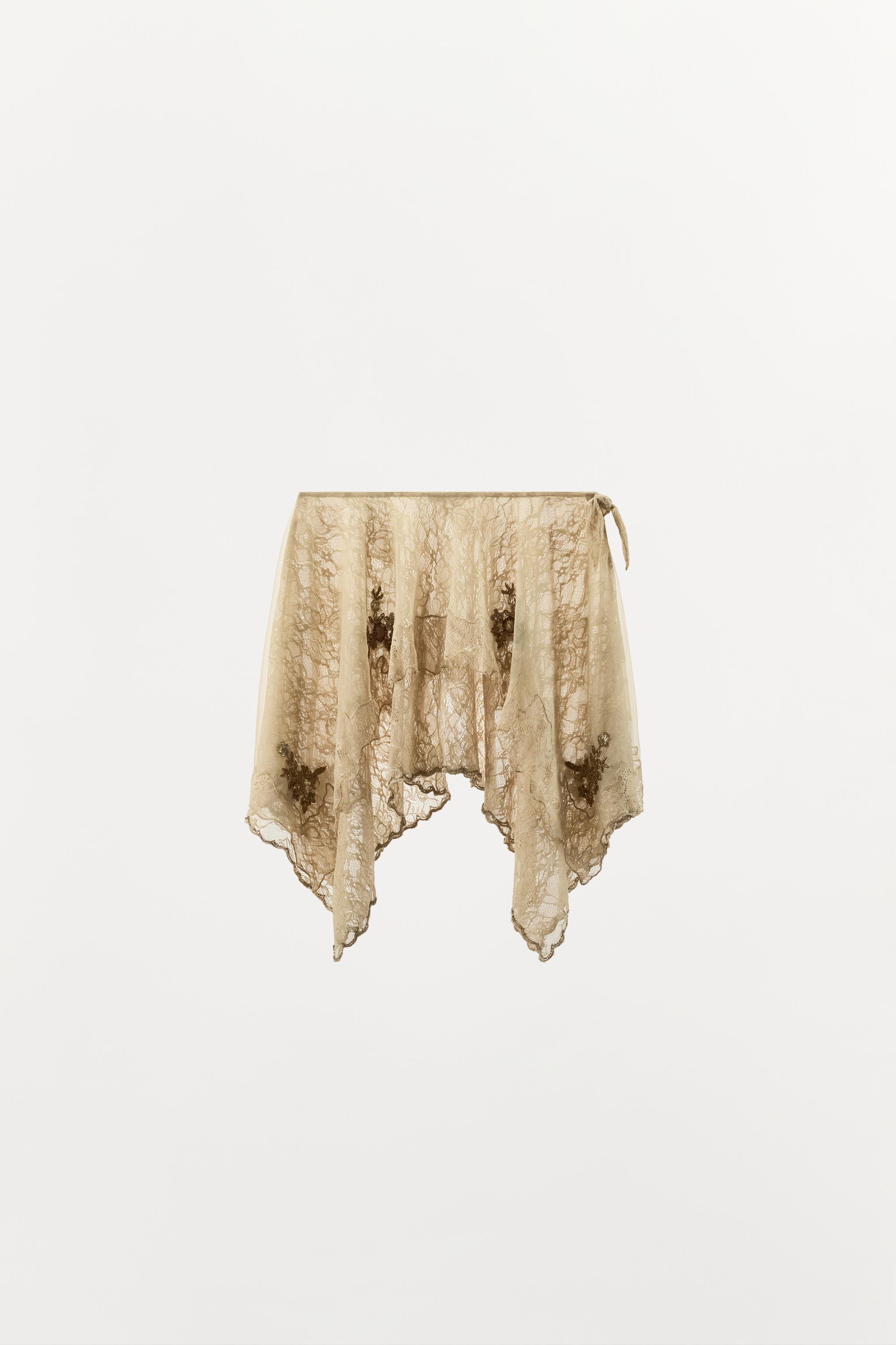 Женские юбки Zara ASYMMETRIC SEQUIN TULLE SKIRT — фото 4