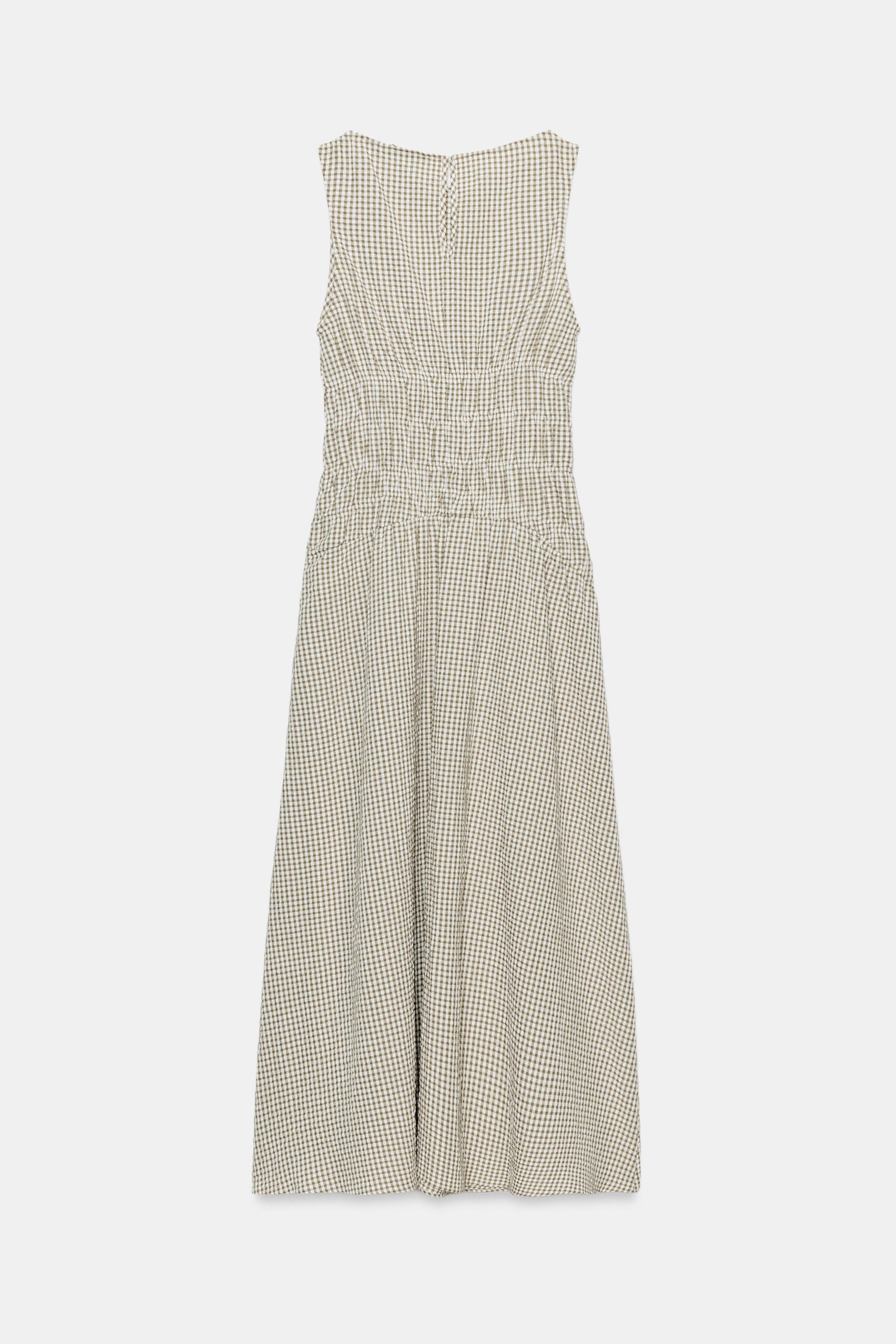 GINGHAM CHECK MIDI DRESS - Blue/White | ZARA Singapore