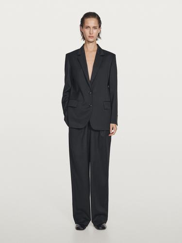 Blazer à deux boutons 100 % extra-fin - Bleu marine de Zara