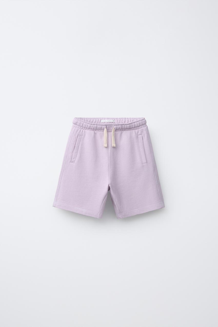 GARMENT DYED LOGO PLUSH SHORTS - Light lilac | ZARA United States