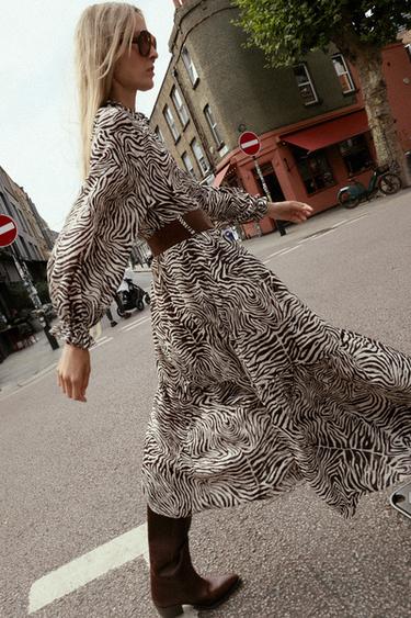 ANIMAL PRINT BELTED DRESS - Zebra by Zara