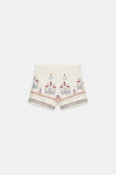 ZW COLLECTION EMBROIDERED SHORTS - Ecru by Zara - Image 0