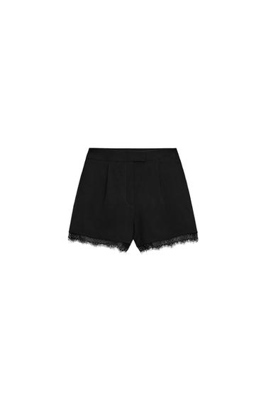 LACE BERMUDA SHORTS — Black 1