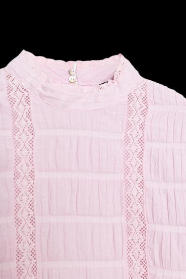 CAMISA ENTREDOSES MANGA GLOBO - Rosa de Zara