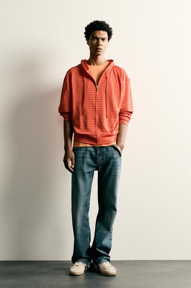 STRIPED HOODIE - Orange by Zara - Image 0
