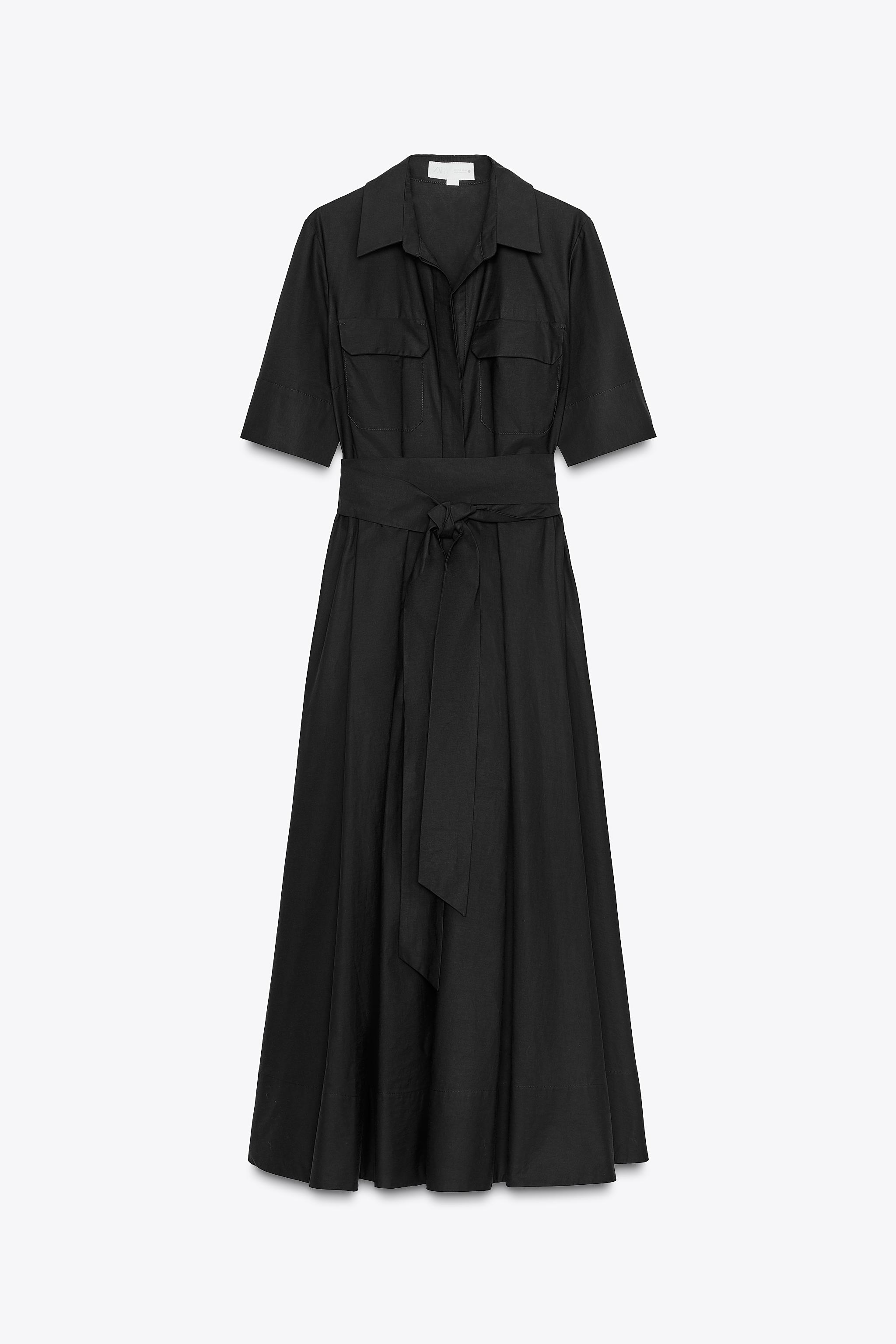 ZW COLLECTION ポプリンミディワンピース - オフホワイト | ZARA