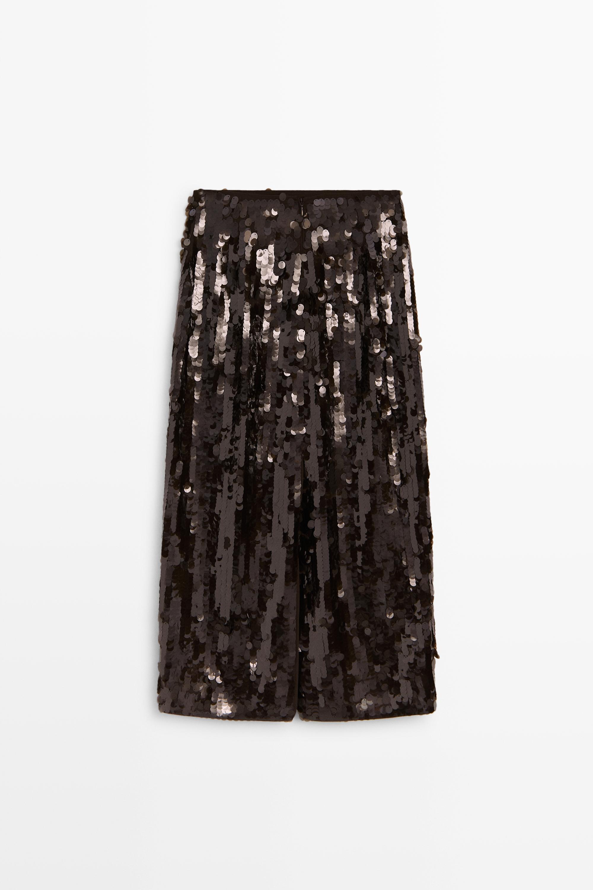 Jupe midi droite à paillettes