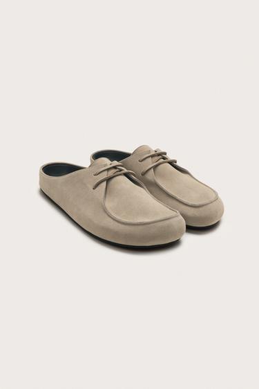 Zara LIMITED EDITION LEATHER CLOGS - Beige