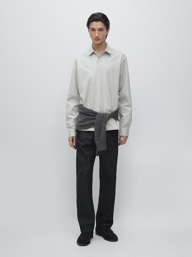 Zara Regular fit cotton blend shirt - Gray - Image 0