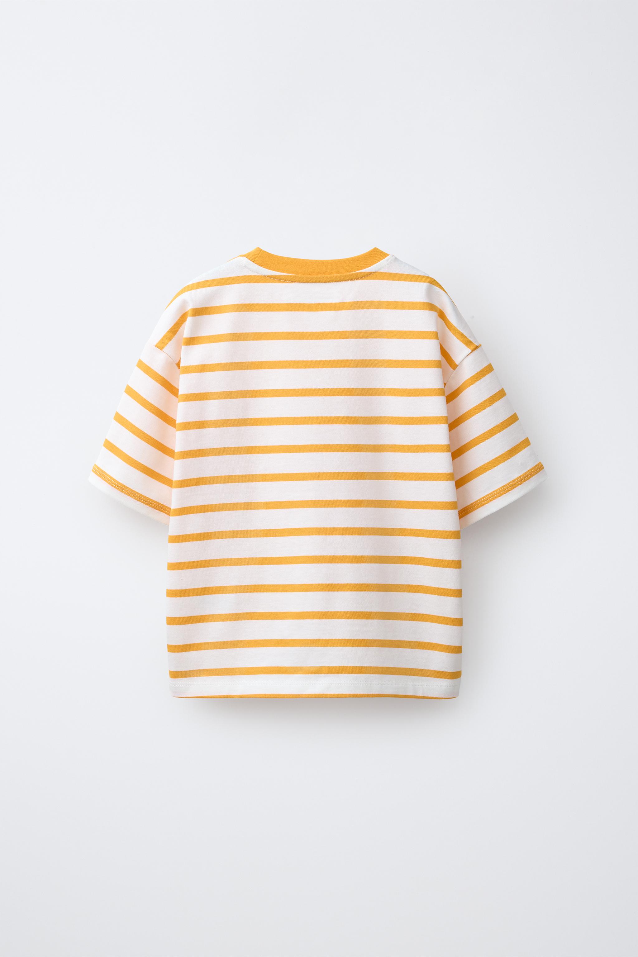HEAVY WEIGHT STRIPED T-SHIRT — Orange