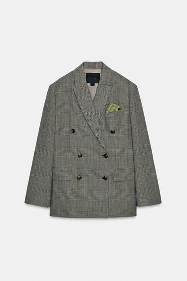 CHECK WOOL BLEND BLAZER ZW COLLECTION - Beige by Zara