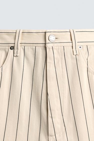 PINSTRIPE BAGGY FIT BERMUDA SHORTS - Ecru by Zara - Image 8