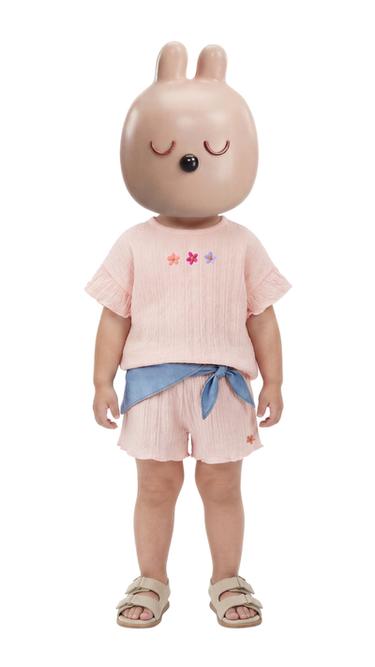 ШОРТЫ С ВЫШИВКОЙ В ВИДЕ ЦВЕТКА — Персиковый от Zara