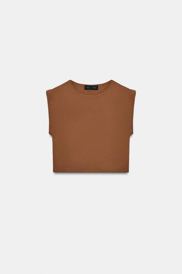 KNIT CROP TOP - Ochre by Zara