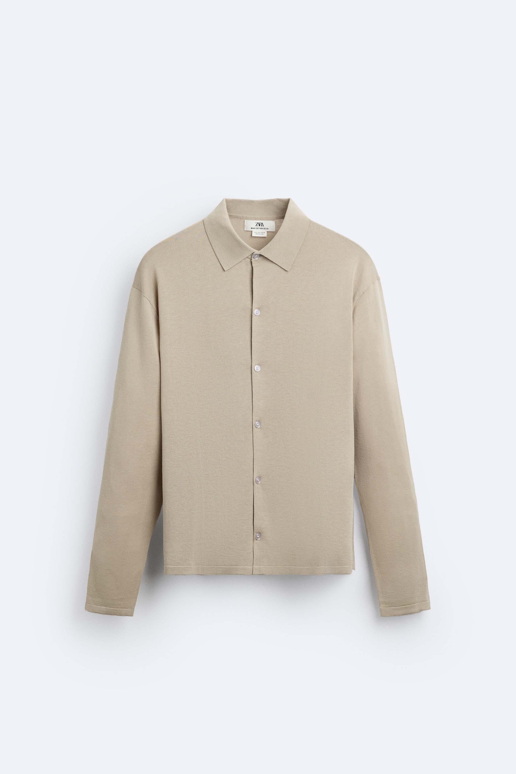 COTTON - SILK KNIT SHIRT LIMITED EDITION - Stone | ZARA Canada