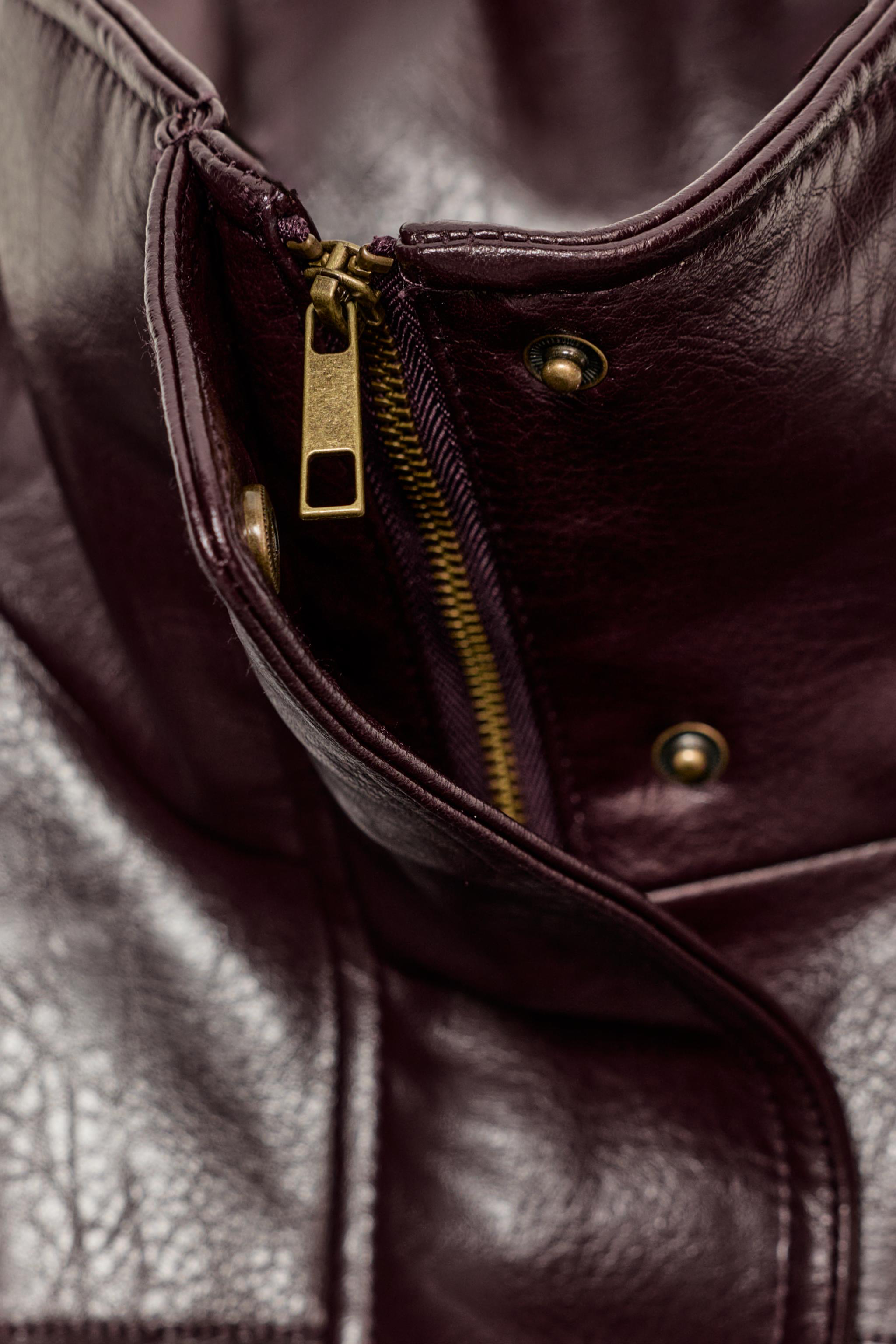 FAUX LEATHER PLEATED JACKET