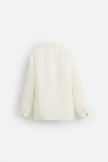 DOUBLE-BREASTED 100% LINEN BLAZER - White by Zara - Image 7