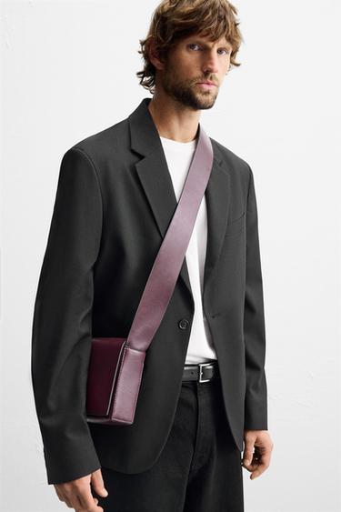 BOLSA A TIRACOLO COM ABA - Vermelho-bordô da Zara - Imagem 0