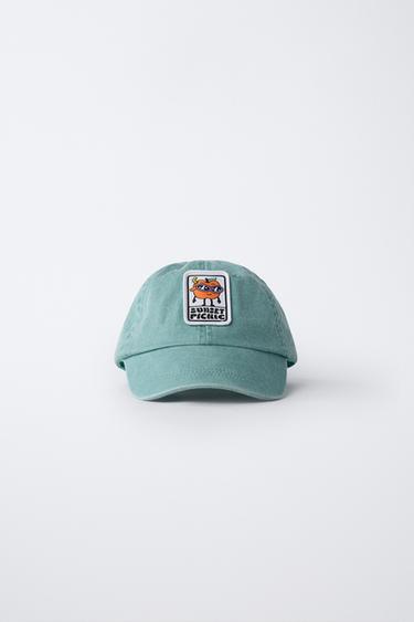 WASHED-EFFECT CAP WITH PATCH - Blue marl by Zara - Image 0